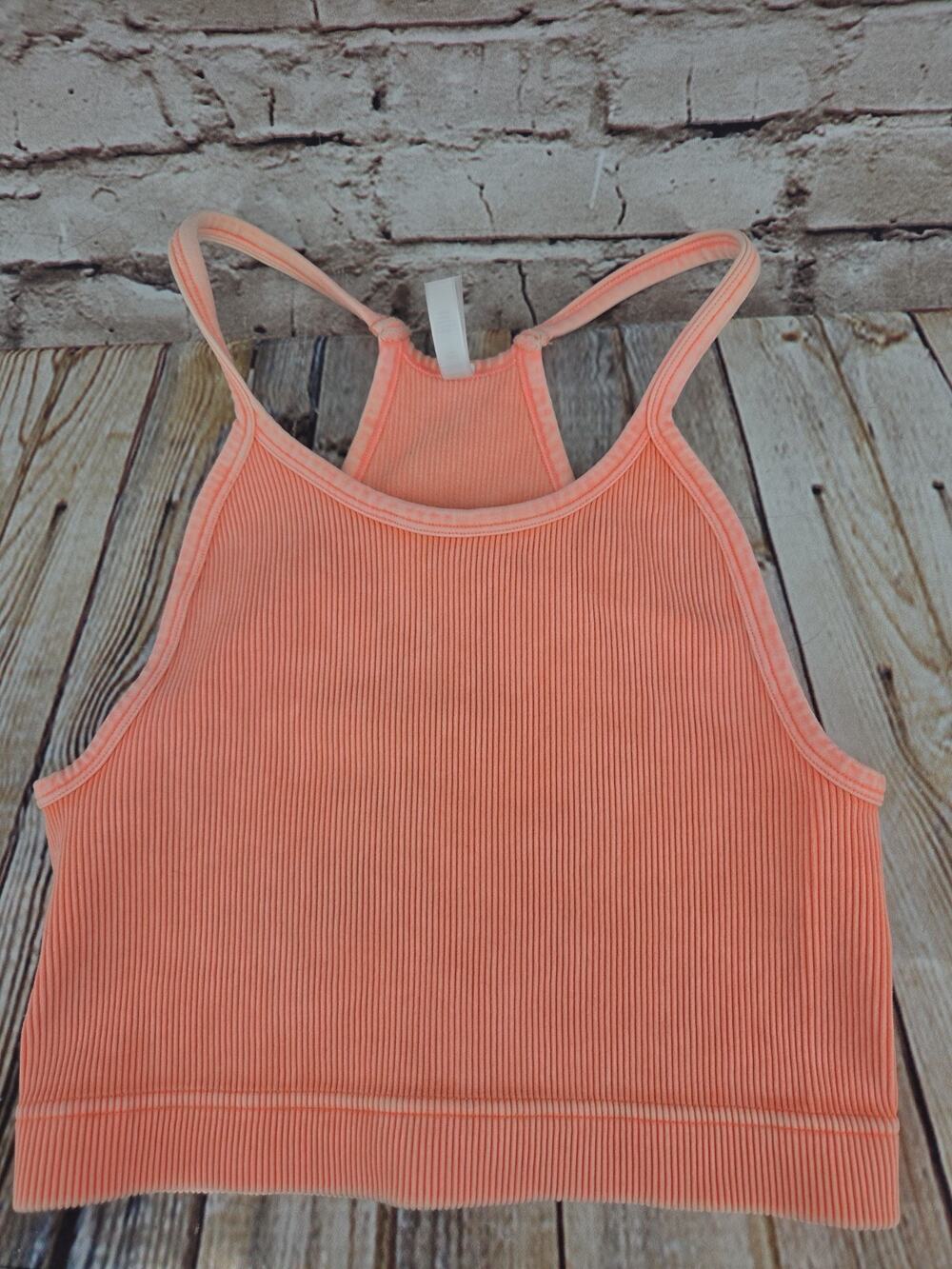 Zenana Bralette Size 1X/2X NEW Neon Orange Sleeveless Crop Top Tank Runs Small